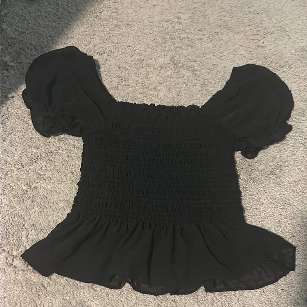 Moa Moa Black Puff Sleeve Blouse